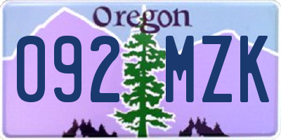 OR license plate 092MZK