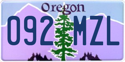 OR license plate 092MZL