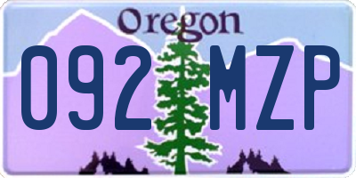OR license plate 092MZP
