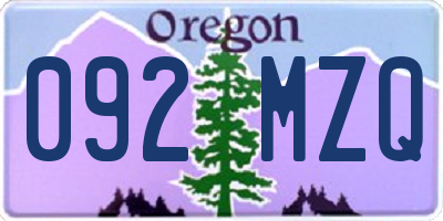 OR license plate 092MZQ