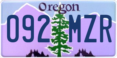 OR license plate 092MZR