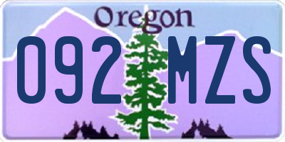OR license plate 092MZS