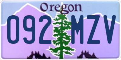 OR license plate 092MZV