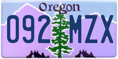 OR license plate 092MZX