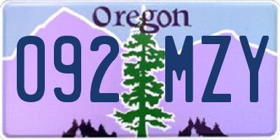OR license plate 092MZY