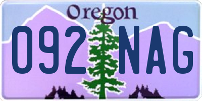 OR license plate 092NAG