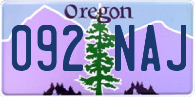 OR license plate 092NAJ