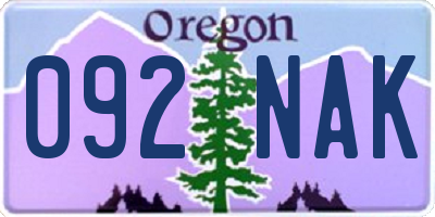 OR license plate 092NAK
