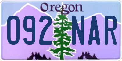 OR license plate 092NAR
