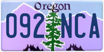 OR license plate 092NCA