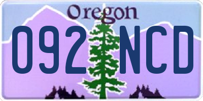 OR license plate 092NCD