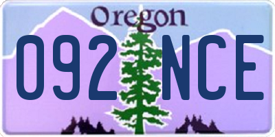 OR license plate 092NCE