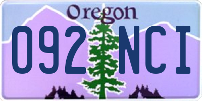 OR license plate 092NCI
