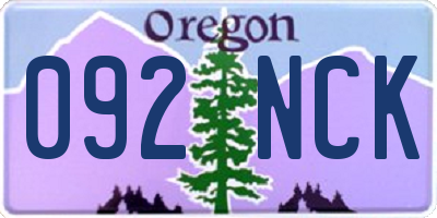 OR license plate 092NCK
