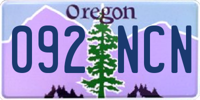 OR license plate 092NCN