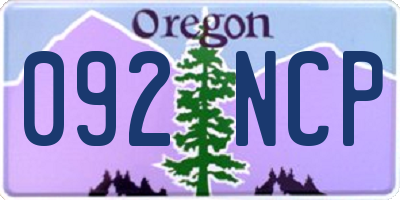 OR license plate 092NCP