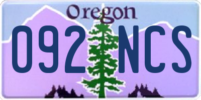 OR license plate 092NCS