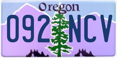 OR license plate 092NCV