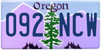 OR license plate 092NCW