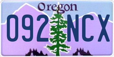OR license plate 092NCX