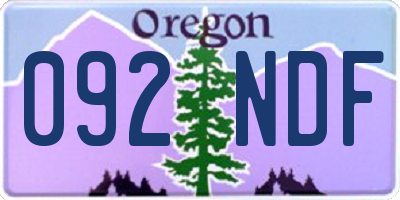 OR license plate 092NDF