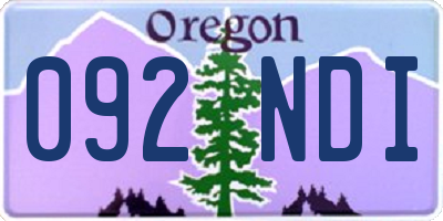 OR license plate 092NDI
