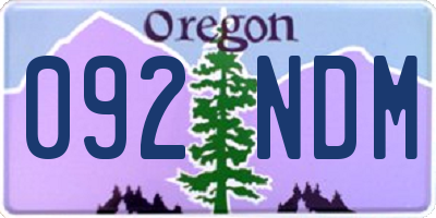 OR license plate 092NDM
