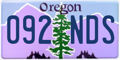 OR license plate 092NDS