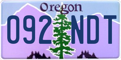 OR license plate 092NDT