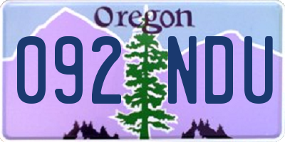 OR license plate 092NDU