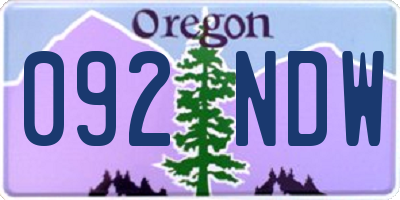OR license plate 092NDW