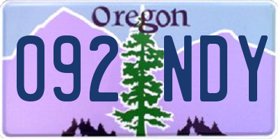 OR license plate 092NDY