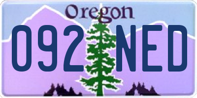 OR license plate 092NED