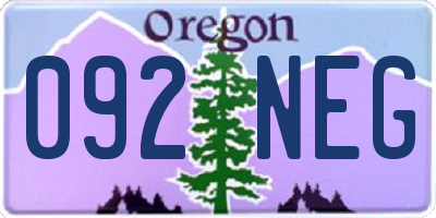 OR license plate 092NEG