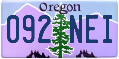 OR license plate 092NEI