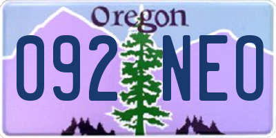 OR license plate 092NEO