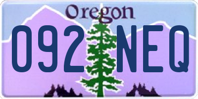 OR license plate 092NEQ