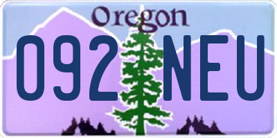 OR license plate 092NEU