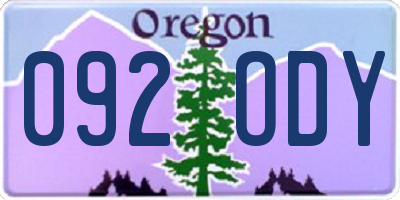 OR license plate 092ODY