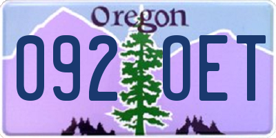 OR license plate 092OET