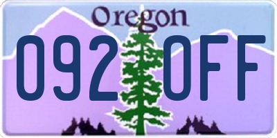 OR license plate 092OFF