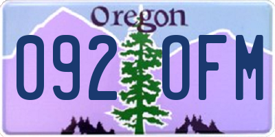 OR license plate 092OFM