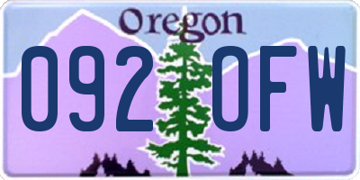 OR license plate 092OFW