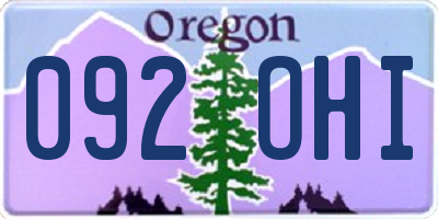 OR license plate 092OHI