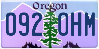 OR license plate 092OHM