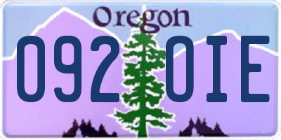 OR license plate 092OIE