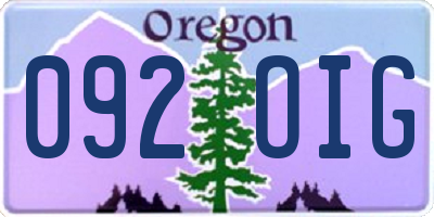 OR license plate 092OIG