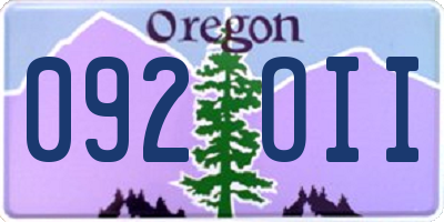 OR license plate 092OII