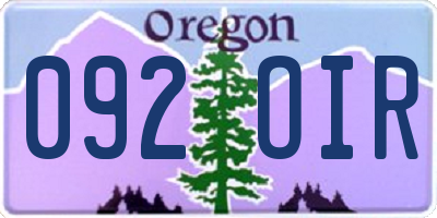 OR license plate 092OIR
