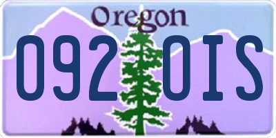 OR license plate 092OIS
